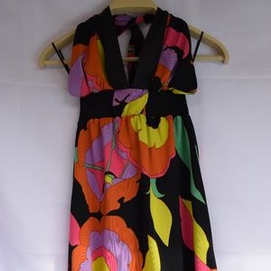 Vintage Multi-color Halter Dress Floral Pattern